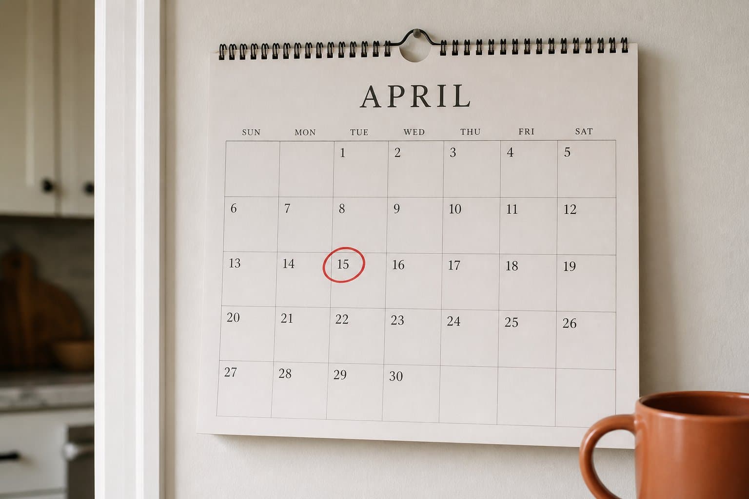 A calendar marking the April filing deadline